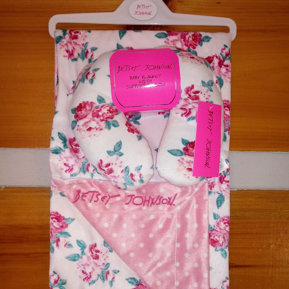 Betsey Johnson Baby Blanket with Support Pillow